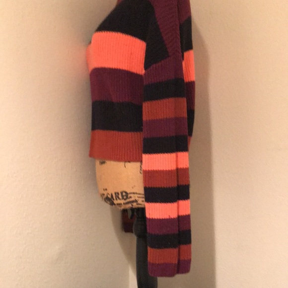 Express Womens Cropped Long Sleeve Multi-Color Striped Sweater-M - Picture 4 of 14